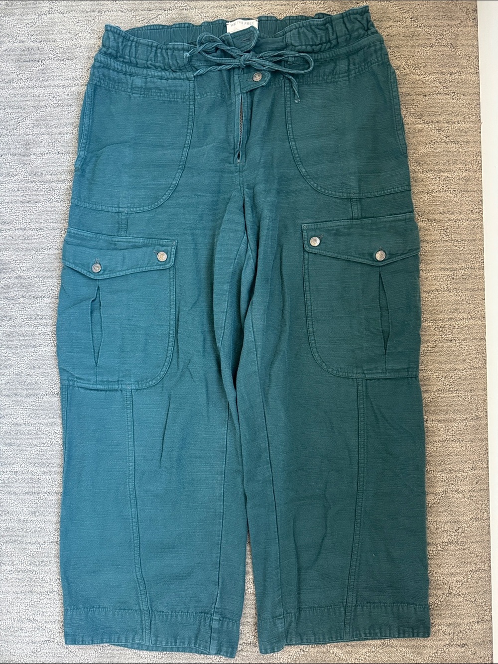 We The Free Teal Green Wide-Leg Cargo Pants FLAWS